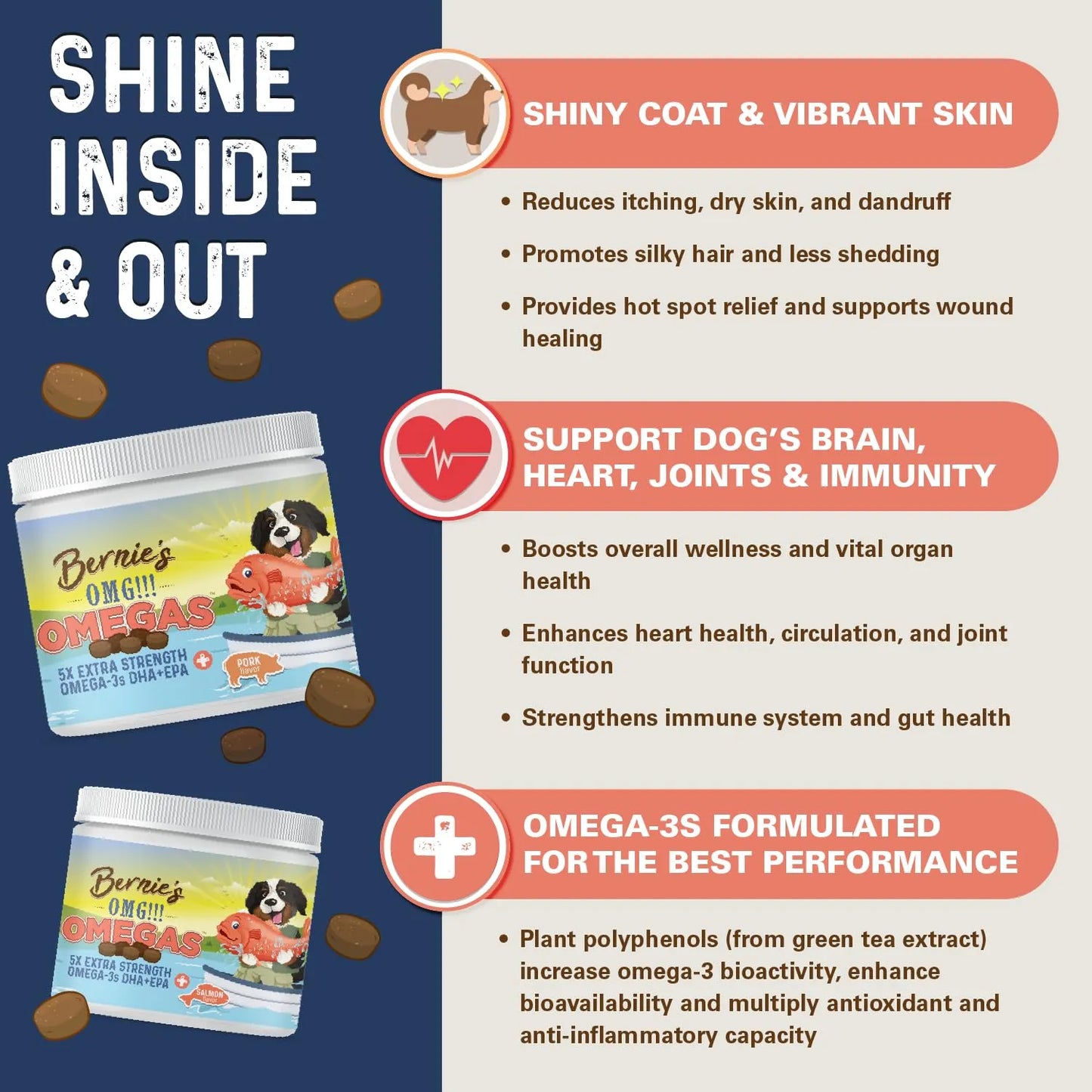 Masticables Omega 3 DHA EPA Para Perros Piel y Pelaje Saludable