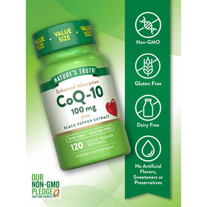 Coenzima Q10 100mg 120 Capsulas Blandas Alta Absorción NatureS Truth