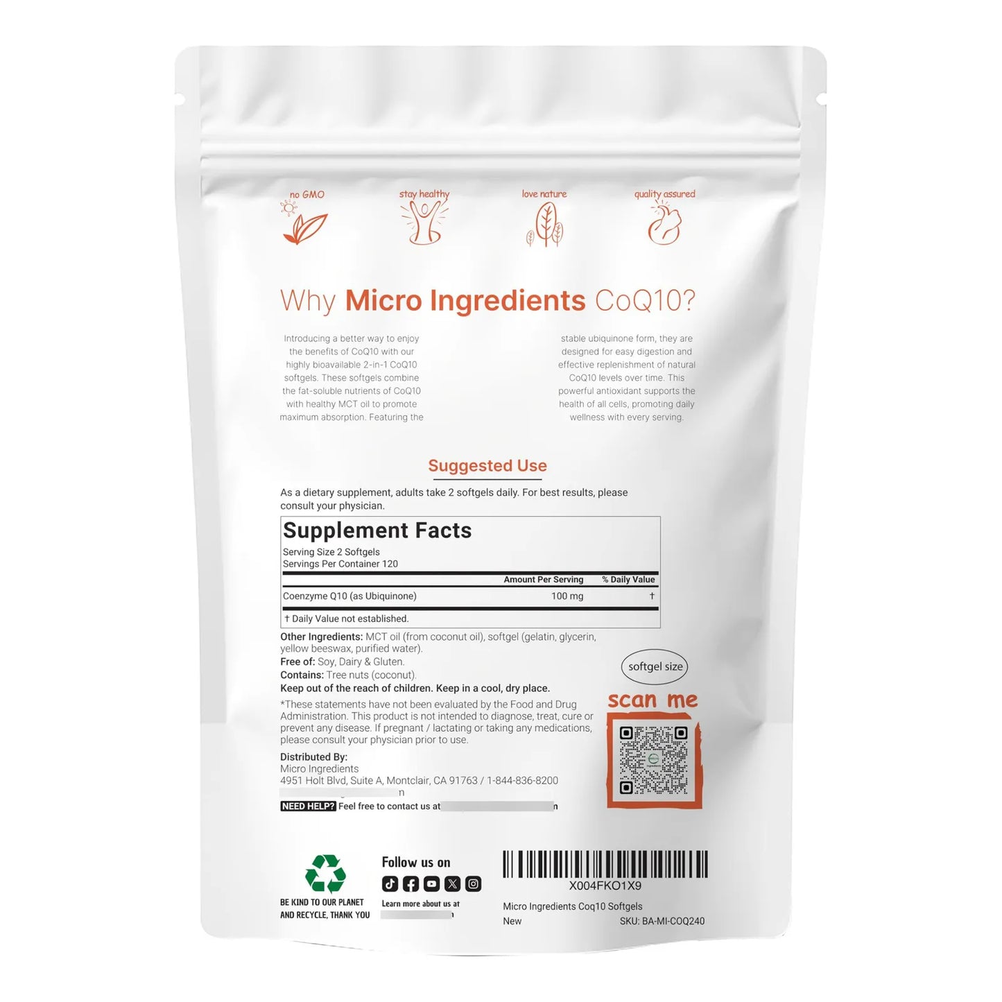 Coenzima Q10 100 Mg 240 Capsulas Blandas Aceite Coco Mct Antioxidante Energia Y Salud Cardiaca