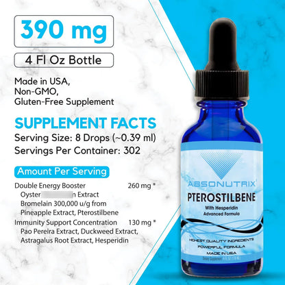 Absonutrix Pterostilbeno Con Hesperidina 390 Mg Liquido 4 Onzas 300 Porciones