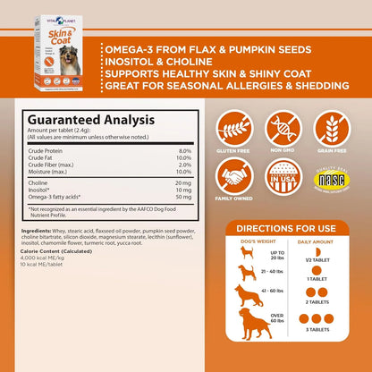 Aceite Natural Para Piel Y Pelaje De Perros Vital Planet Con Colina Y Omega-3