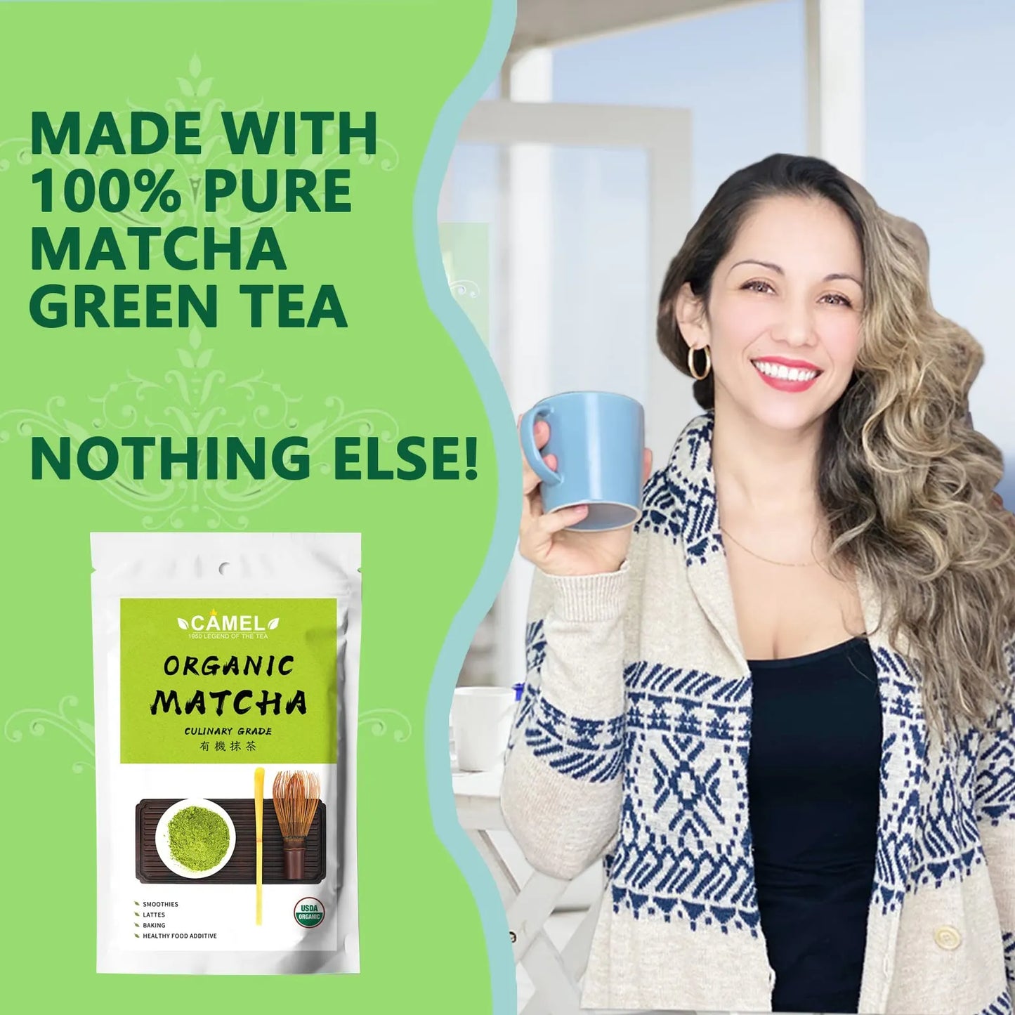 Polvo De Té Verde Matcha Orgánico Grado Culinario 283g Antioxidantes Naturales