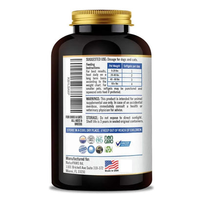 Aceite De Pescado Omega 3 Para Mascotas 1000 Mg Dha Epa Piel Brillante Y Articulaciones Fuertes