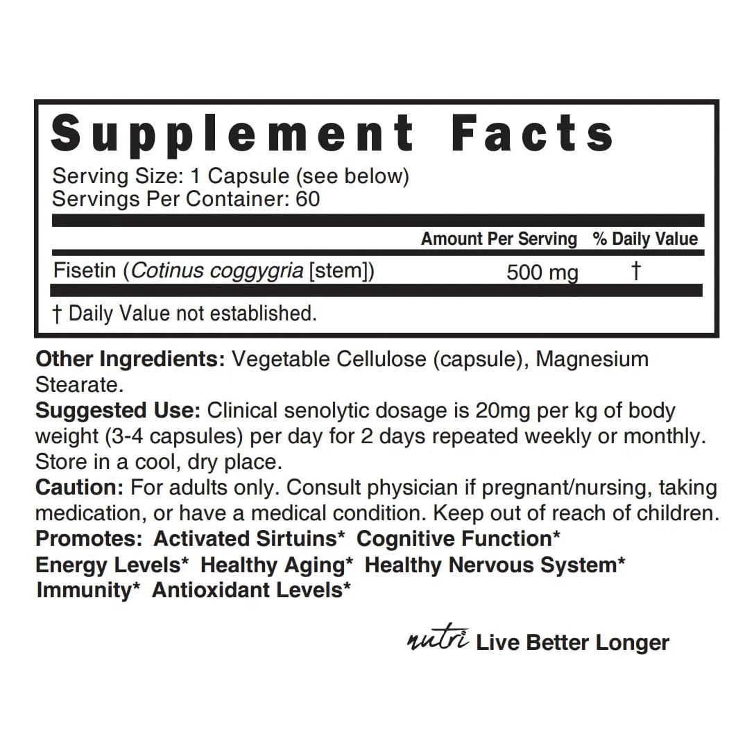 Fisetina 500mg 60 Capsulas Activador Senolitico Antioxidante Natures Fusions
