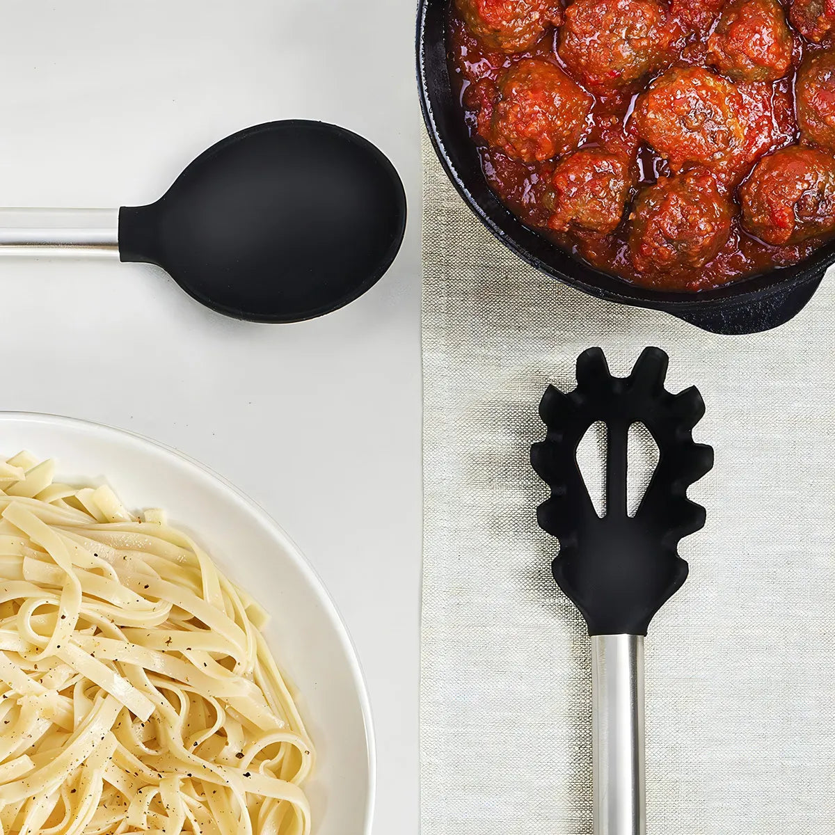 Juego De Utensilios De Cocina De Silicona Protege Sartenes Y Resistente Al Calor