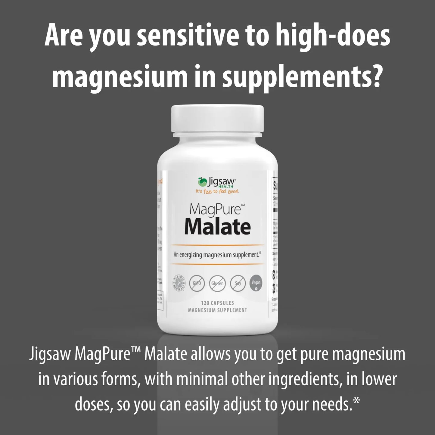 Capsulas De Magnesio Malato Premium 120 Unidades Jigsaw MagPure Energia Y Relajacion