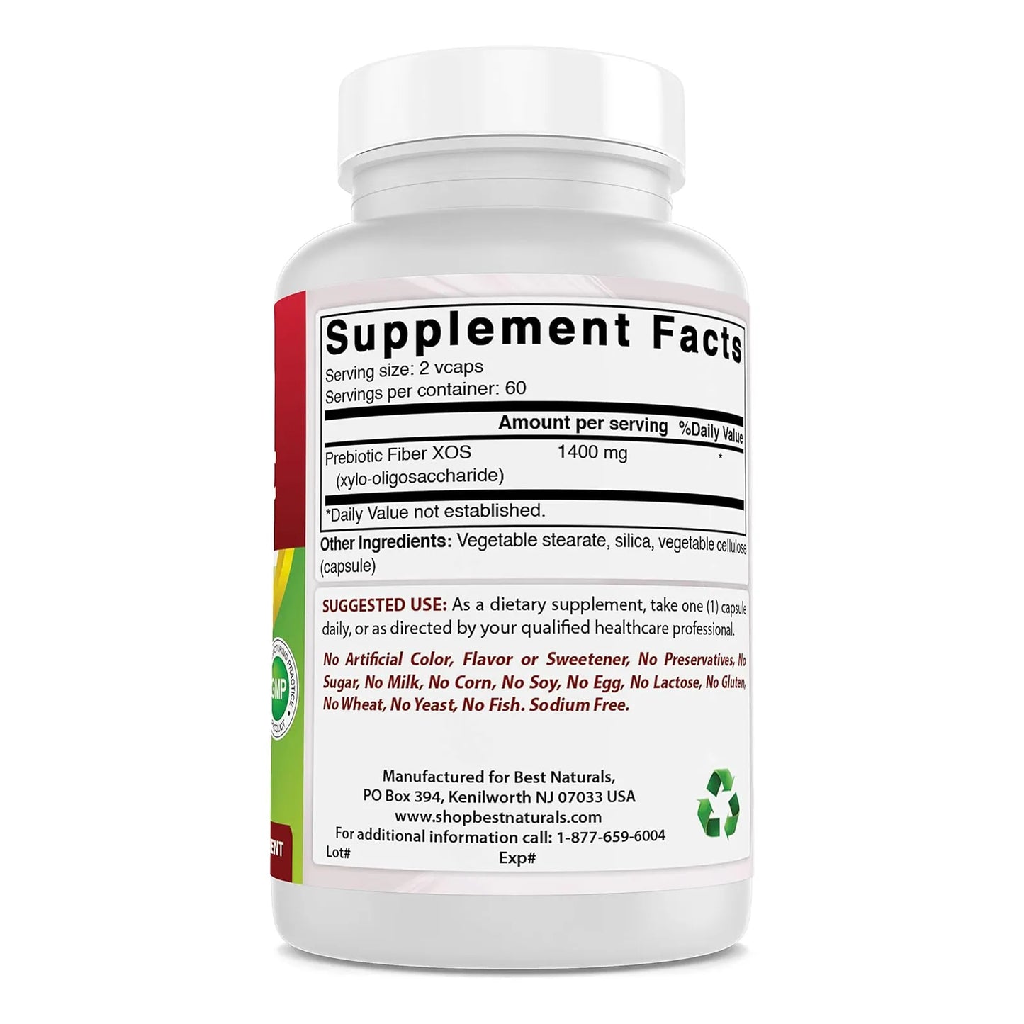 Prebióticos XOS Fibra 1400mg 120 Cápsulas Vegetales Mejora Tu Salud Digestiva