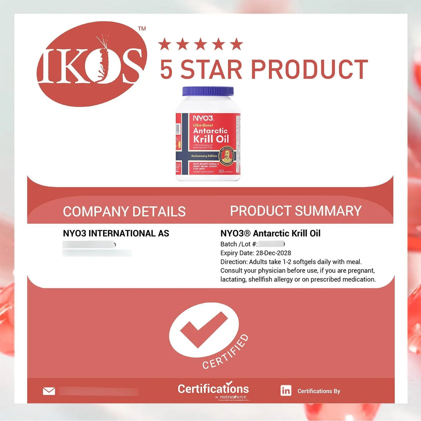Aceite De Krill Antártico 1000mg 60 Cápsulas Blandas Omega 3 EPA DHA