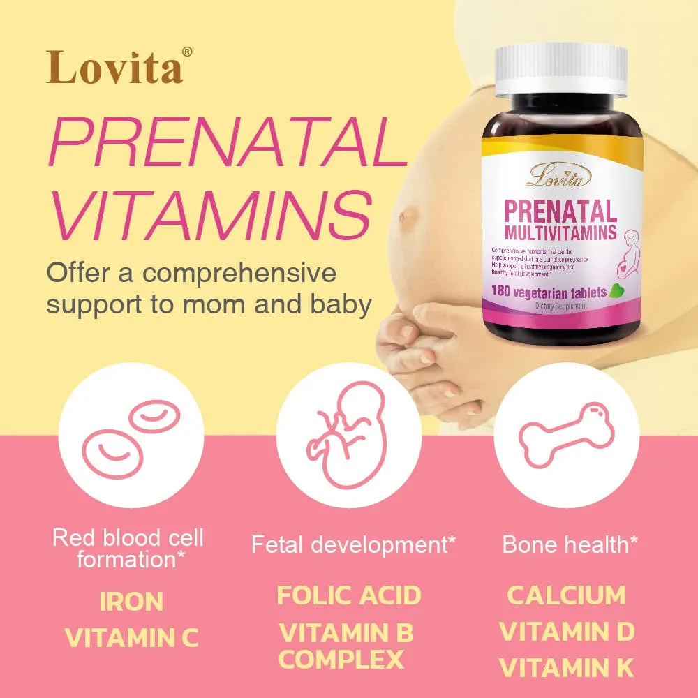 Multivitaminas Prenatales 180 Tabletas Apoyo Integral Embarazo Veganas