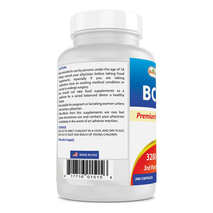 Bcaa Aminoácido Cadena Ramificada 3200 Mg 200 Cápsulas Grado Farmacéutico