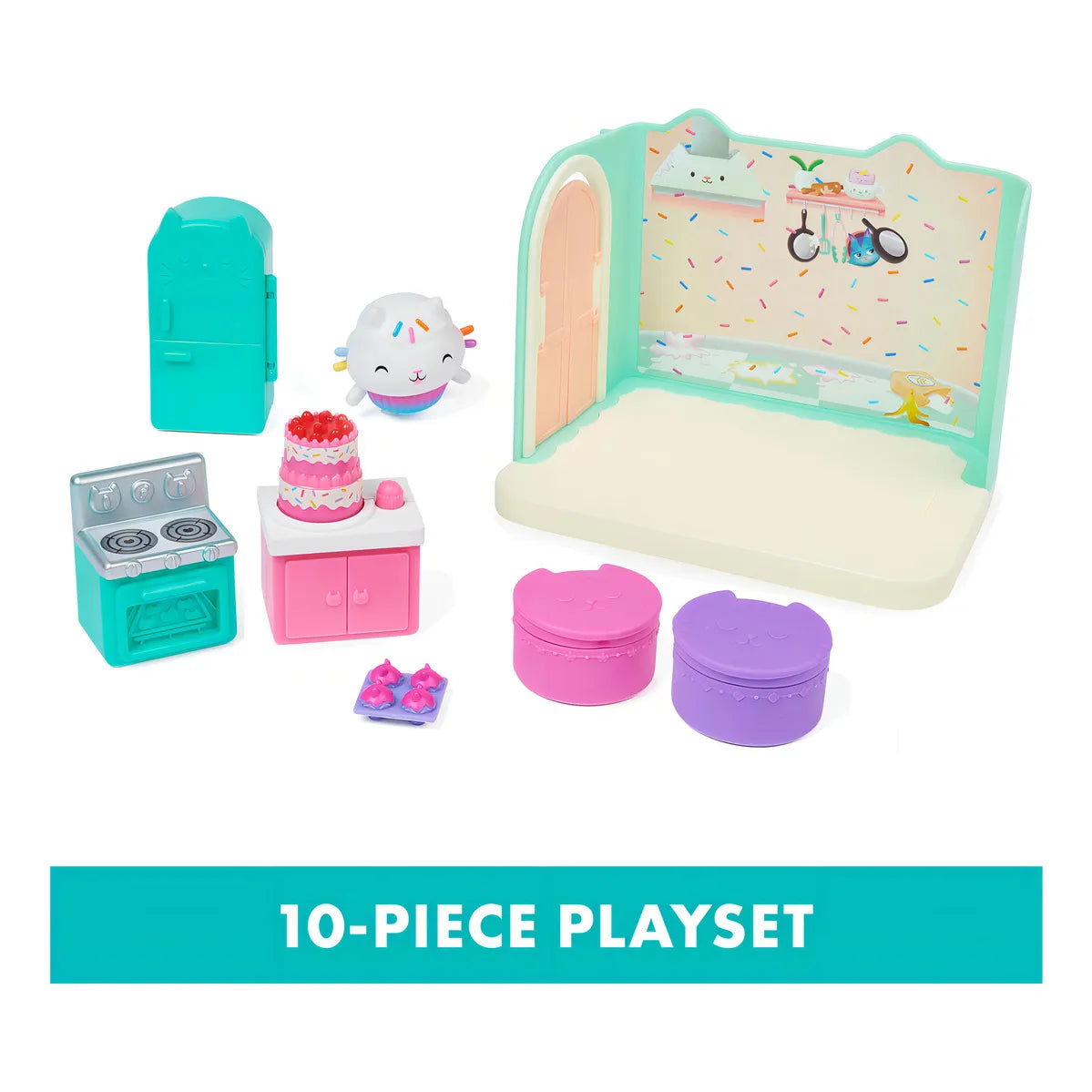 Gabby's Dollhouse Bakey Bakey Cakey Kitchen Juego De Cocina Mágica Con Cakey Cat Y Accesorios Sorpresa