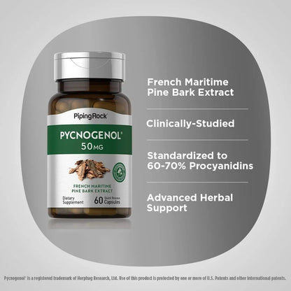 Extracto De Pycnogenol 50 Mg 60 Cápsulas Corteza De Pino Marítimo Antioxidante Puro