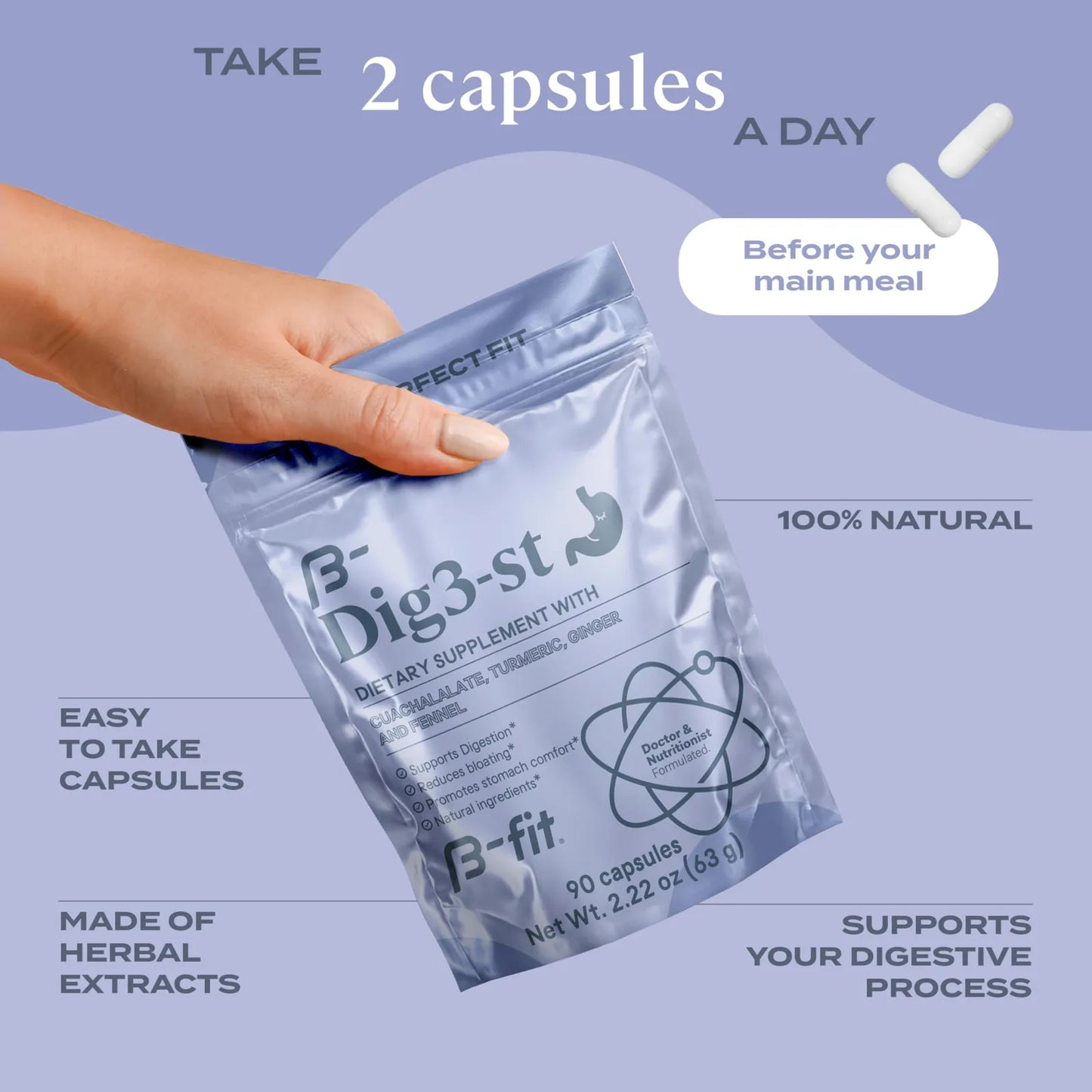 Capsulas Digestivas Naturales Jengibre Curcuma Hinojo Cuachalalato 60 Unidades