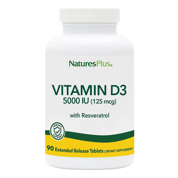 Vitamina D3 Liberacion Prolongada 90 Tabletas 5000 Ui Con Resveratrol Natures Plus
