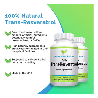 Capsulas De Trans Resveratrol Antioxidante Natural 600 Mg 60 Unidades Vegano