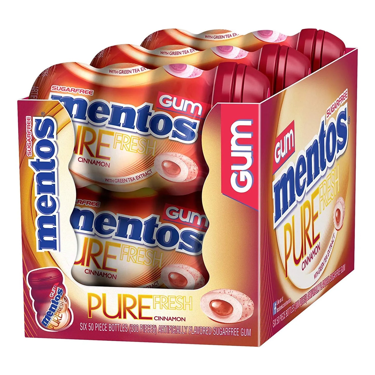 Mentos Goma Sin Azucar Sabor Canela 300g Pack 6 Botellas Frescura Duradera Sin Azucar