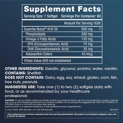 Aceite De Krill Omega 3 Puro 500 Mg 60 Capsulas Blandas Importado Estados Unidos