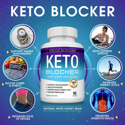 Keto Blocker Pills Extracto De Frijol Blanco 1800 Mg 90 Capsulas Suplemento Dieta Cetogenica