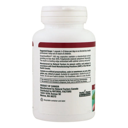 Extracto De Semilla De Uva GrapeseedRich Antioxidante 60 Cápsulas Vegetarianas
