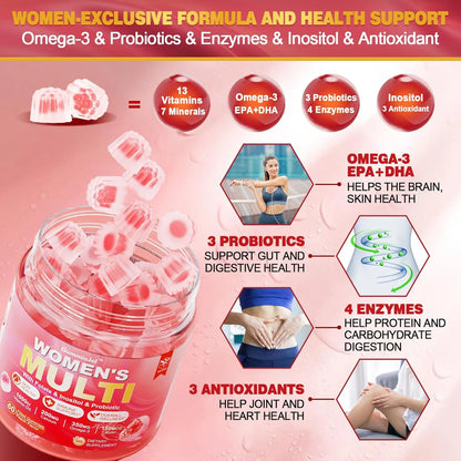Gomitas Multivitaminicas Sin Azucar Con Omega3 Para Mujer Piel Cabello Uñas