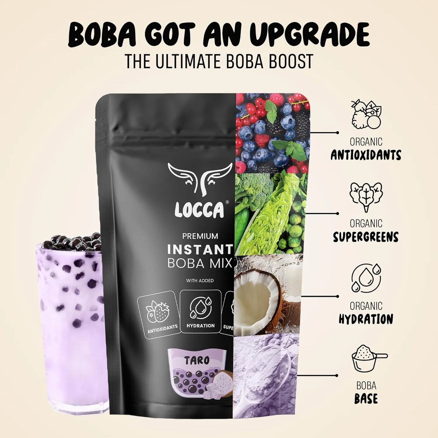 Polvo De Taro Premium Para Bebidas Con Antioxidantes E Hidratación Locca Taro