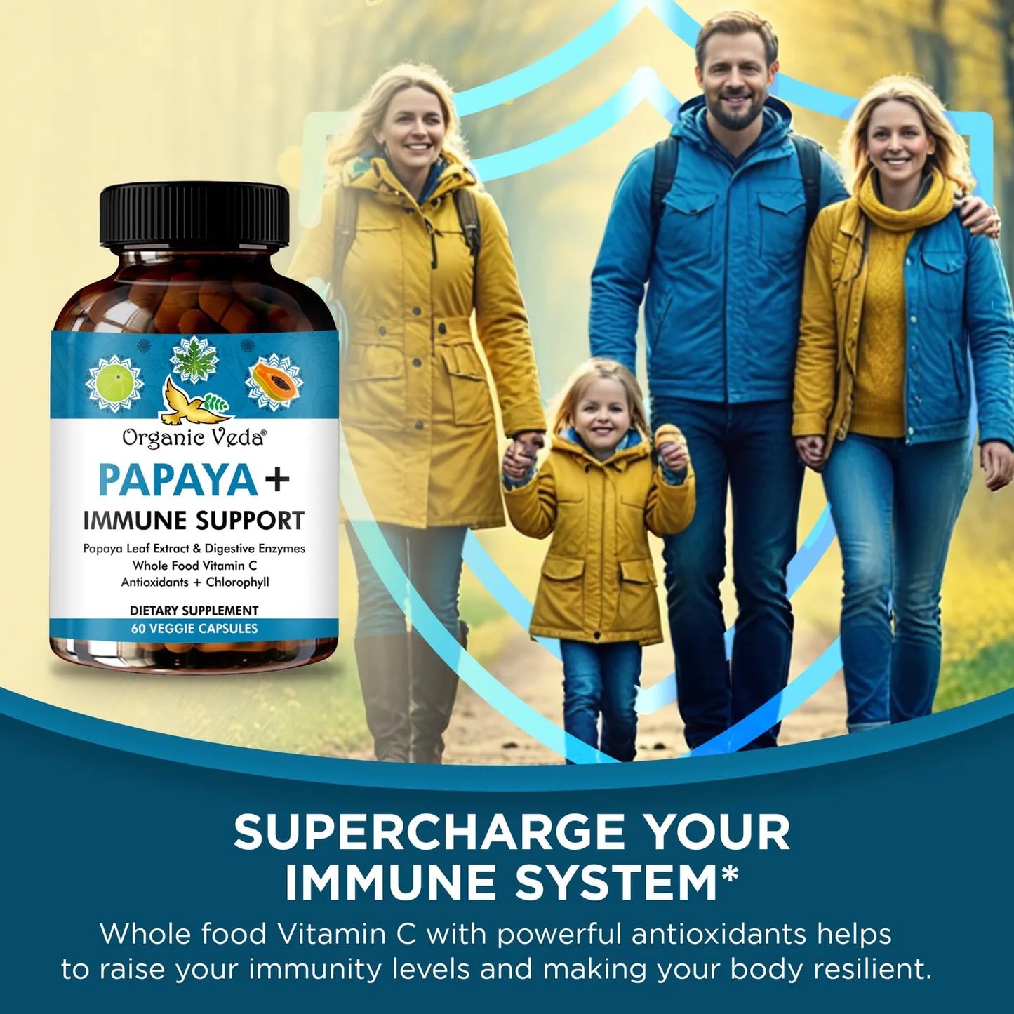 Cápsulas Orgánicas De Hoja De Papaya Con Enzimas Digestivas Refuerzo Inmunológico Y Digestión Saludable