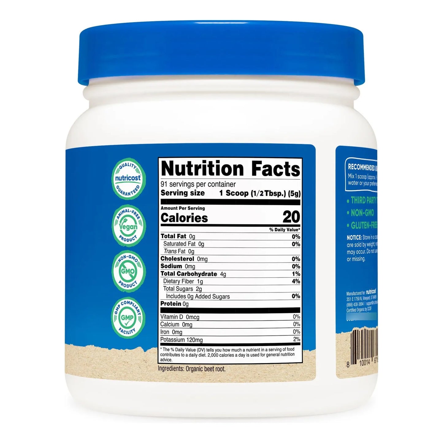 Polvo De Raíz De Remolacha Orgánica 1 Libra Superalimento Certificado USDA