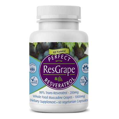 Resveratrol Perfect ResGrape 60 Cápsulas Trans Resveratrol Puro Y Uva Muscadina Orgánica