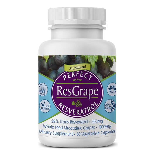 Resveratrol Perfect ResGrape 60 Cápsulas Trans Resveratrol Puro Y Uva Muscadina Orgánica