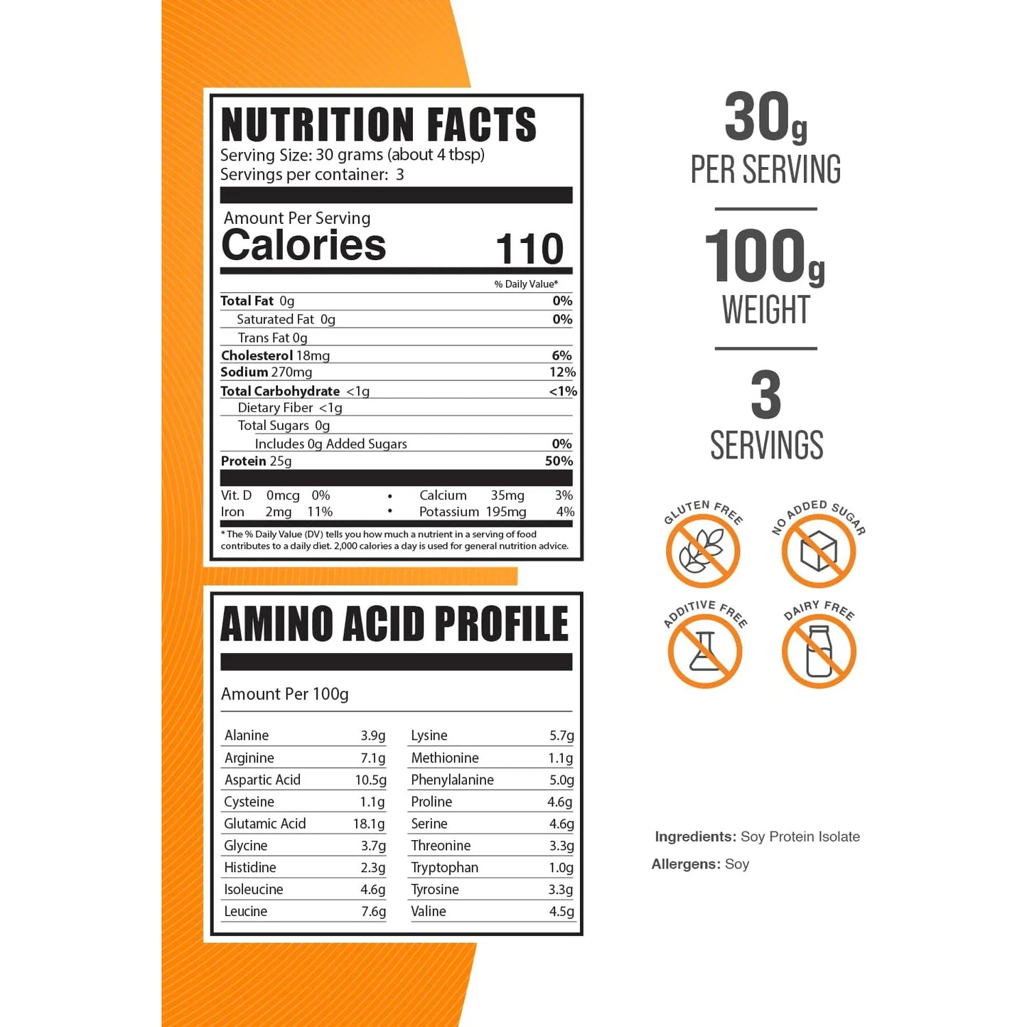 Proteina Aislada De Soja En Polvo 100g Vegana Sin Sabor Para Musculo Y Energia
