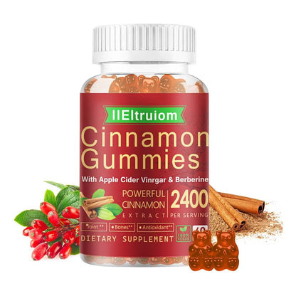 Gomitas De Canela De Ceilán 2400 Mg Con Berberina Cúrcuma Vinagre De Manzana Melón Amargo Y Cromo 60 Unidades