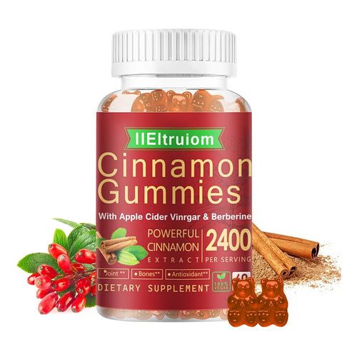 Gomitas De Canela De Ceilán 2400 Mg Con Berberina Cúrcuma Vinagre De Manzana Melón Amargo Y Cromo 60 Unidades