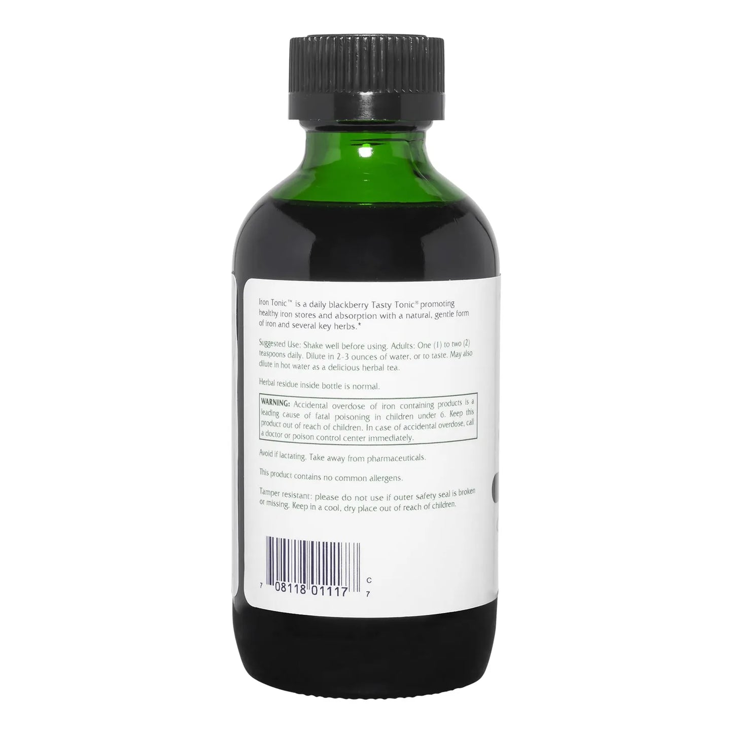 Iron Tonic Suplemento De Hierro Líquido Vegano Sabor Mora 4 Onzas