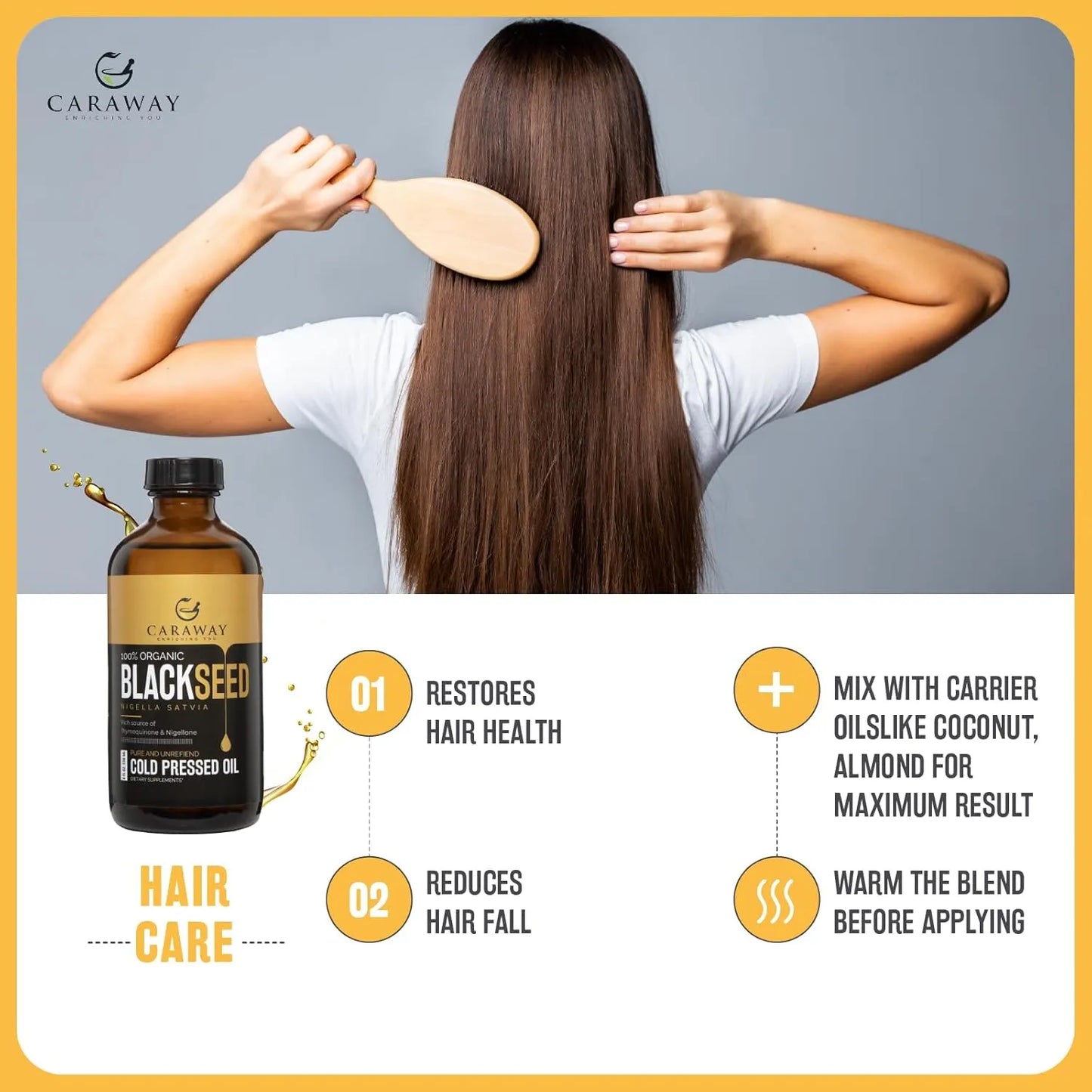 Aceite De Semilla De Comino Negro Prensado En Frio CARAWAY 8 Oz Refuerza Inmunidad Y Cabello