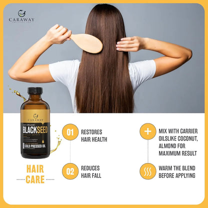 Aceite De Semilla De Comino Negro Prensado En Frio CARAWAY 8 Oz Refuerza Inmunidad Y Cabello