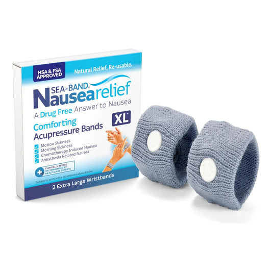 Pulseras De Acupresión Sea Band XL Alivia Náuseas Natural Sin Medicamentos