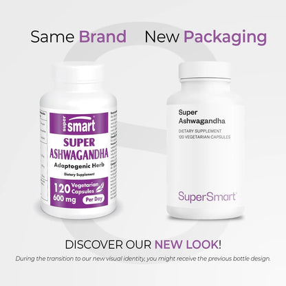 Super Ashwagandha KSM 66 600 Mg 5 Withanolides 120 Capsulas Veganas
