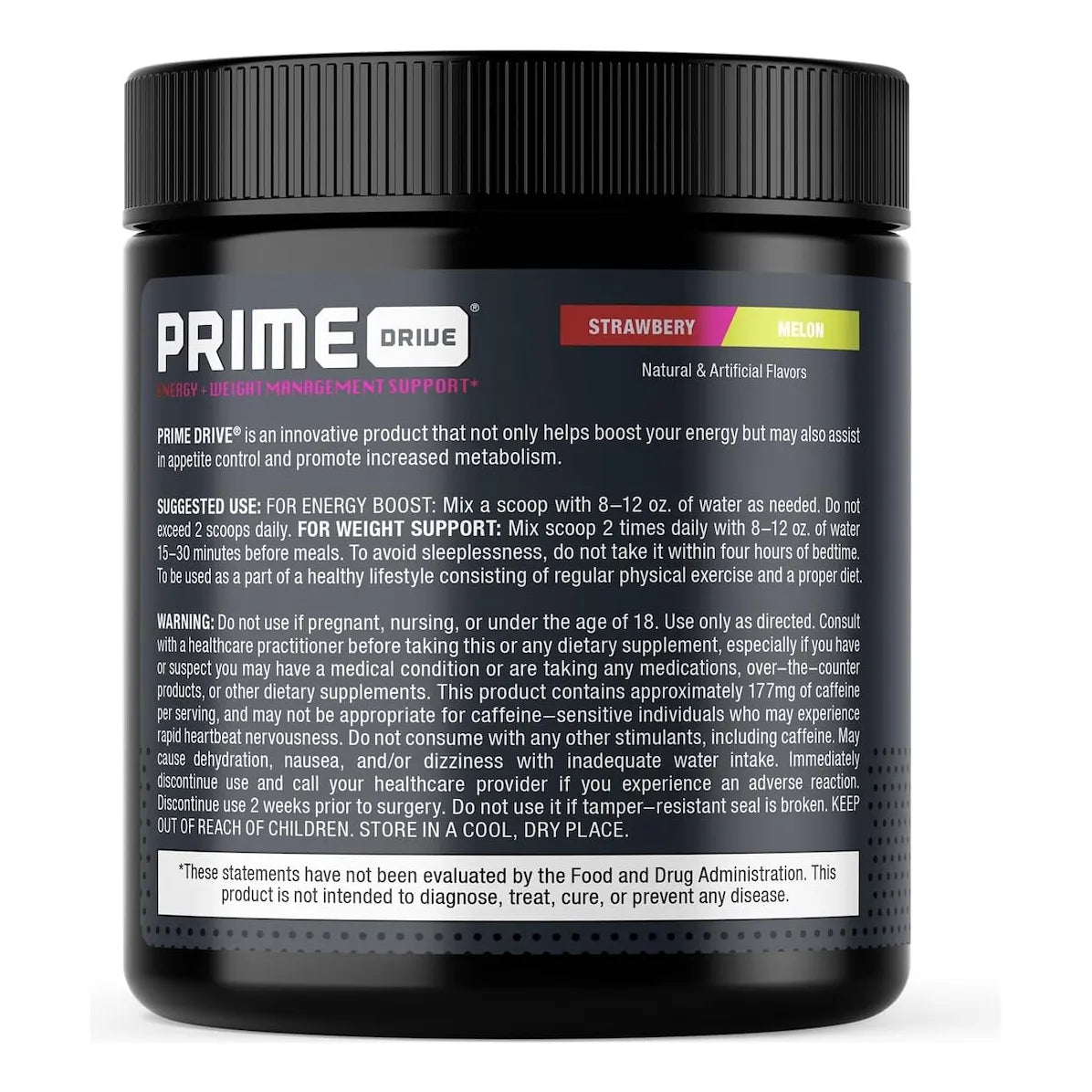 Prime Drive Energy Bebida Energética En Polvo Melón Fresa Preentrenamiento 10.2 Onzas