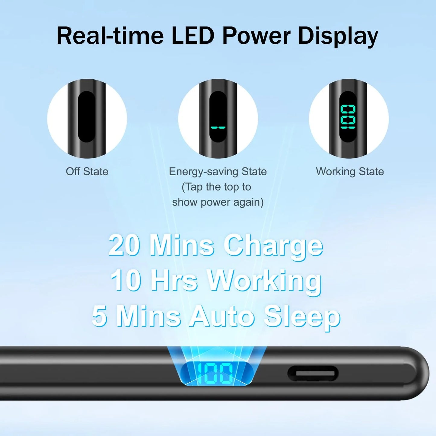 Lápiz Óptico Para iPad Carga Rápida Pantalla LED Rechazo Palma