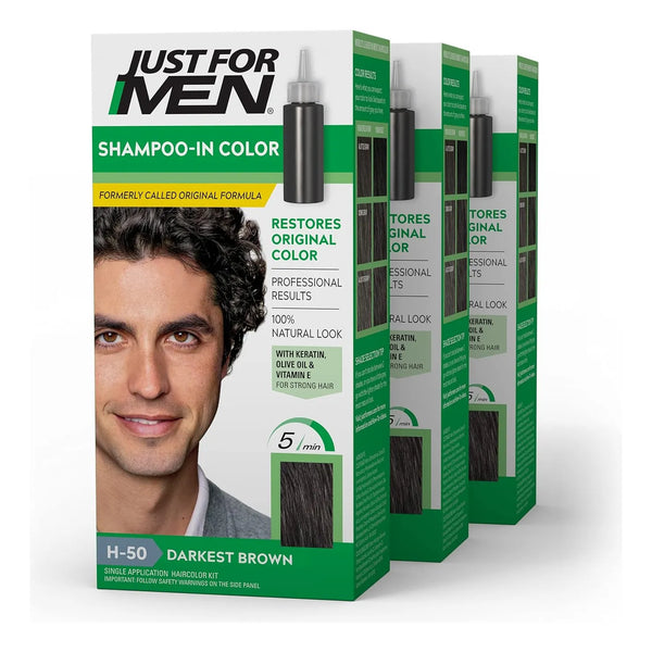 Tintura Capilar Hombres Marrón Ceniza H-25 Restaura Color Natural En 5 Minutos