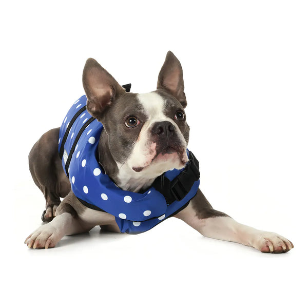 Chaleco Salvavidas Ajustable Para Perros Xxs Hasta 6 Lbs Azul Lunares