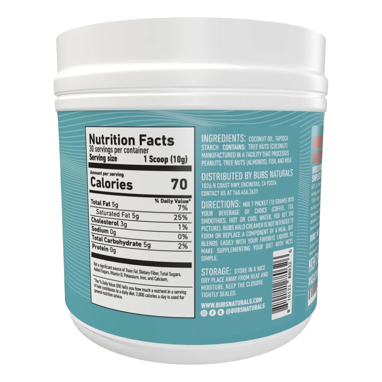 Aceite MCT En Polvo Bubs Naturals Energia Vegana Keto Sin Lacteos