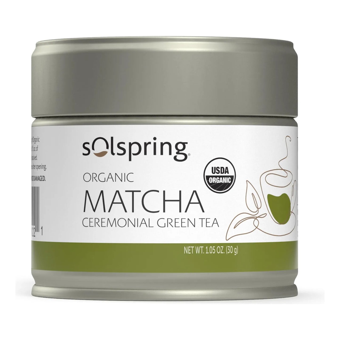 Té Verde Ceremonial Matcha Orgánico Solspring 23 Porciones Lata Premium