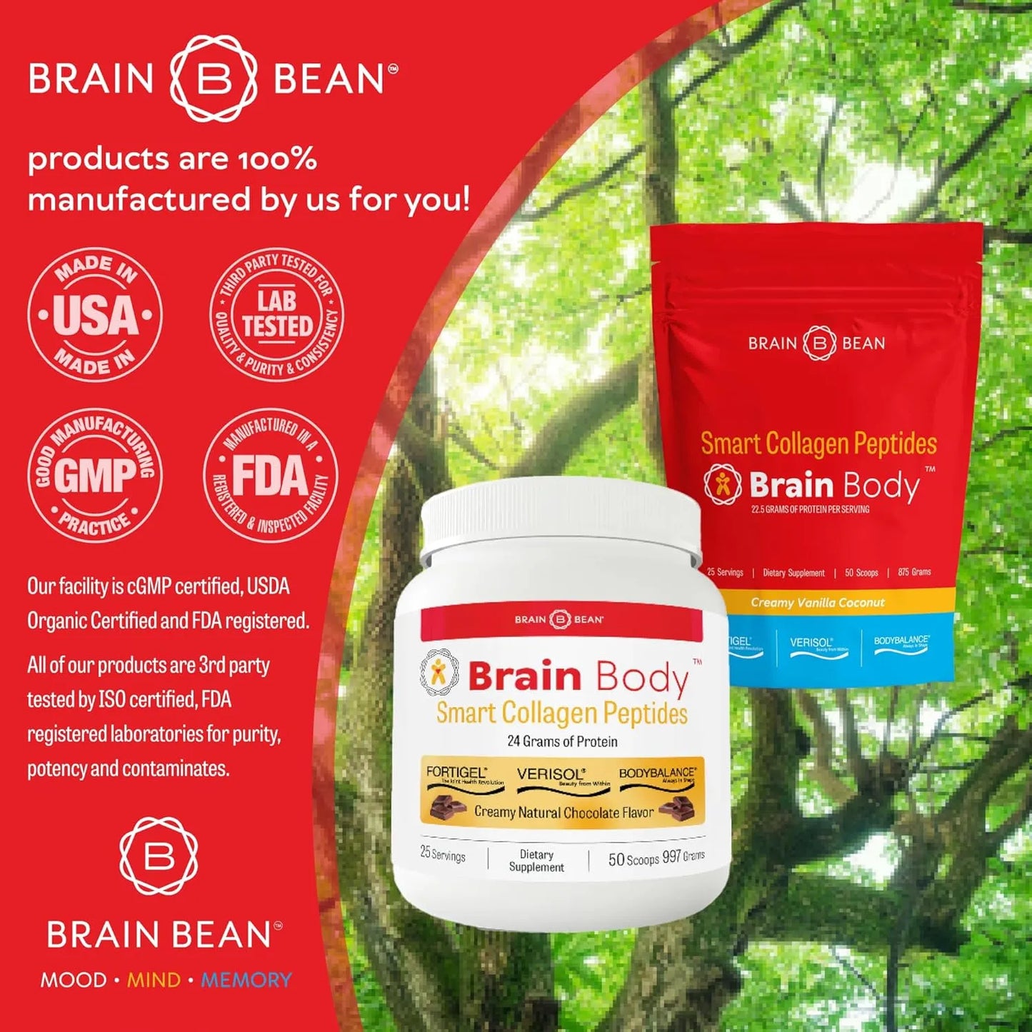 Péptidos De Colágeno En Polvo Brain Body Para Piel Firme Cabello Fuerte Y Articulaciones
