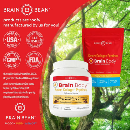 Péptidos De Colágeno En Polvo Brain Body Para Piel Firme Cabello Fuerte Y Articulaciones