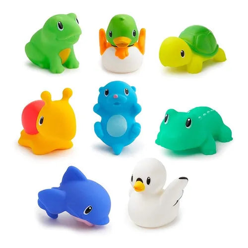 Set X 8 Animalitos Munchkin Juguete Baño Bañera Bebé Granja Color Lago