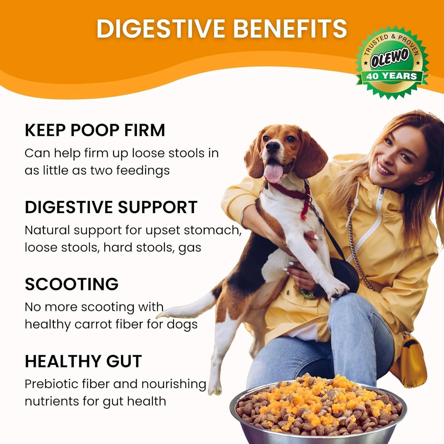 Olewo Zanahorias Deshidratadas 1 Kg Suplemento Digestivo Para Perros