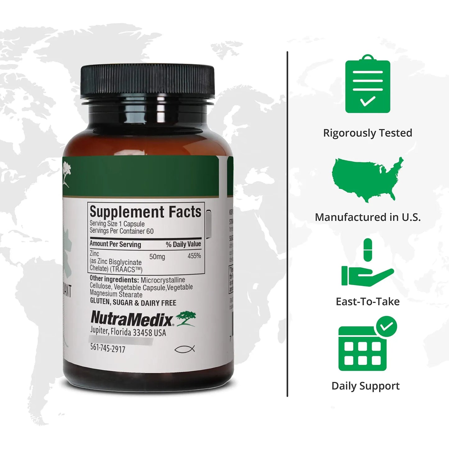 Zinc 50mg NutraMedix Suplemento Para Defensa Inmune Y Piel Saludable 60 Cápsulas