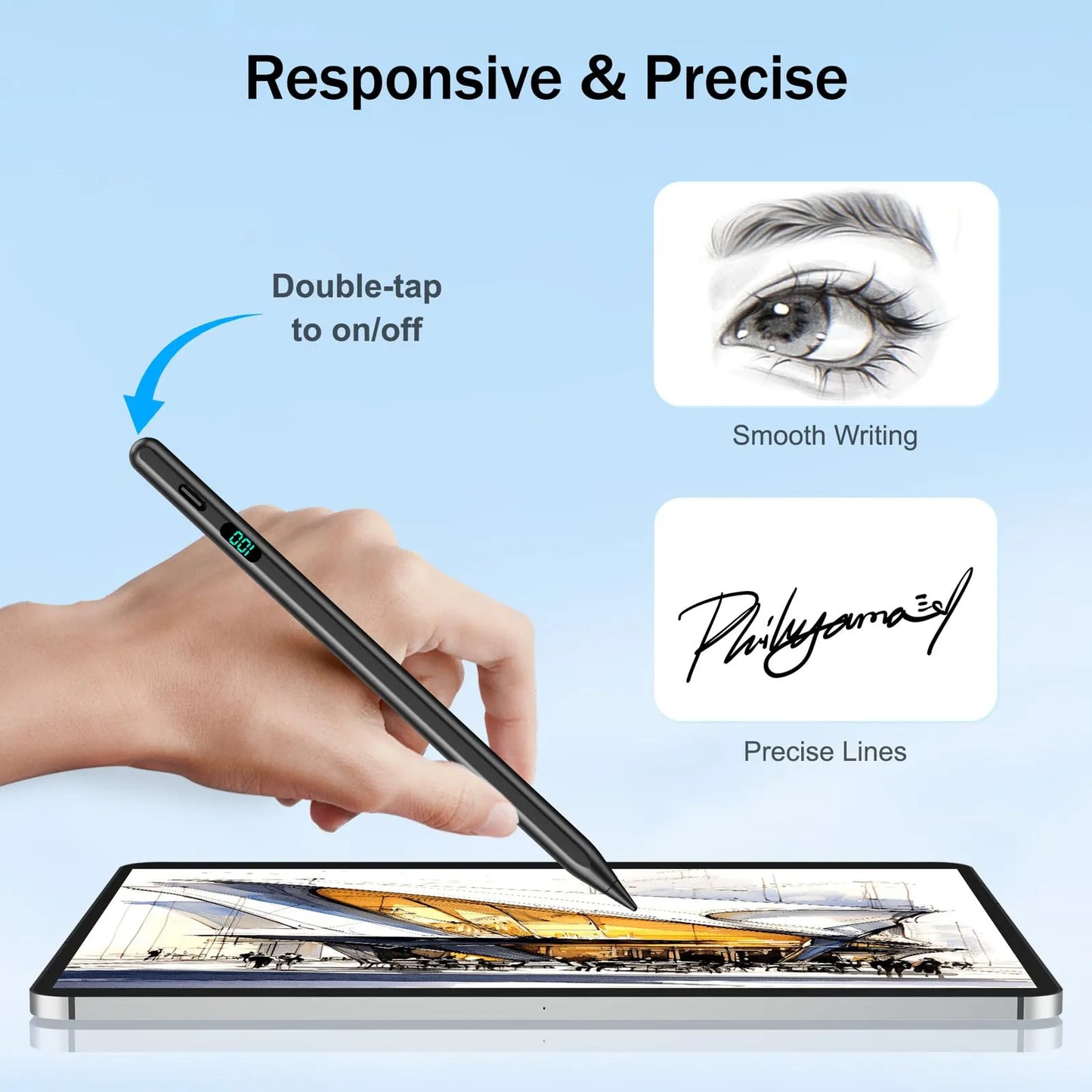 Lápiz Óptico Para iPad Carga Rápida Pantalla LED Rechazo Palma