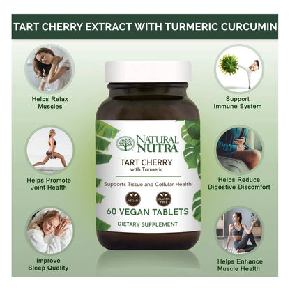 Extracto De Cereza Agria Y Curcumina 60 Tabletas Salud Articular Vegano Sin Gluten